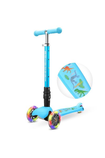 BoldCube 3 Wheel Scooter Folding Teeny Dinosaur ,Blue