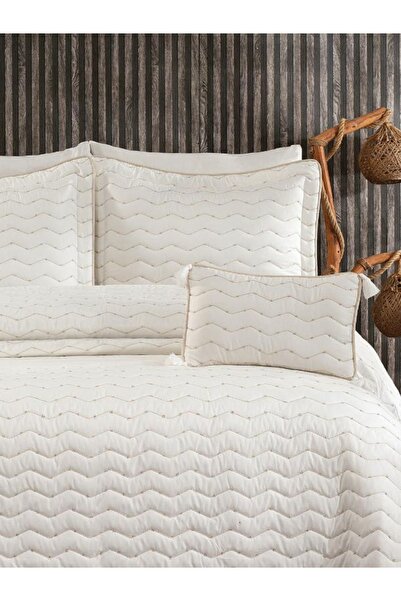 Genel Markalar Maria Çeyizlik Çift Kişilik 4 Parça Yatak Örtüsü Takımı Krem | 250x260