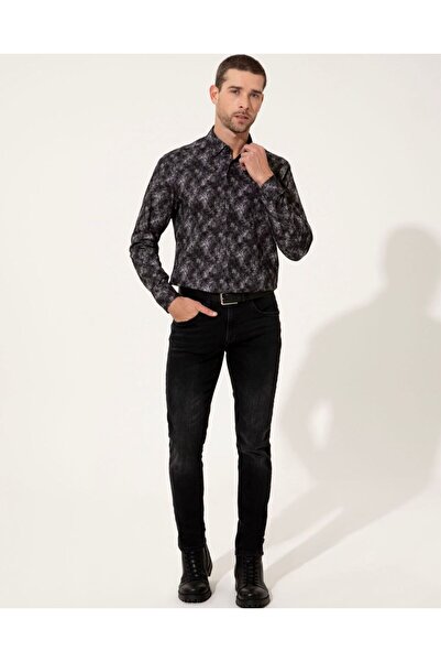 Pierre Cardin Μακρυμάνικο μαύρο πουκάμισο Slim Fit