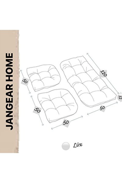 JANGEAR balkon rattan lüx pofidik rattan lotus takım minderi teras minder 3 parça 120×50cm  50×50cm 50×50cm