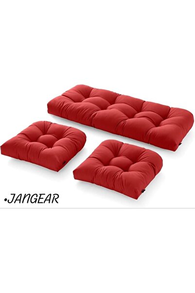 JANGEAR balkon rattan lüx pofidik rattan lotus takım minderi teras minder 3 parça 120×50cm  50×50cm 50×50cm