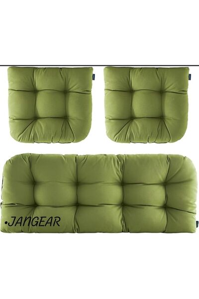 JANGEAR Luxury Balcony Rattan Pouf Lotus Set Cushion Terrace 3 Piece 120X50Cm 50X50Cm