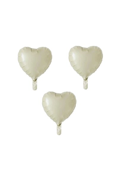 BEST PARTİ DOĞUM GÜNÜ PARTİ SÜSLERİ Heart Foil Balloon 3 Pieces Cream