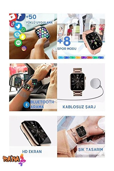 Allure soft Haino Teko Yeni Nesil 3 Kordonlu G9 Mini Kadın Akıllı Saat Spor v...