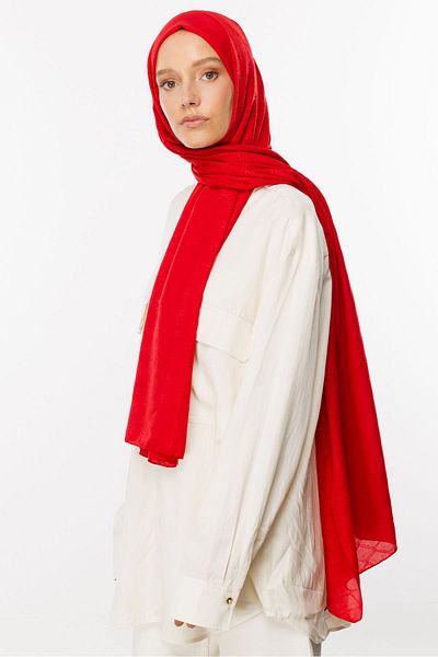 Mooncorn Κόκκινο σάλι Jacquard Bamboo