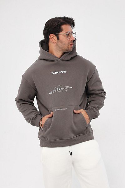 The Champ Clothing Φούτερ με κουκούλα Fleece Mm75 με στάμπα καπνιστό Oversize Hoodie