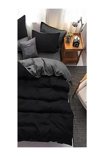 uykulife home collection Uykulife ΣΕΤ ΠΑΠΛΩΜΑΤΟΣ ΓΚΡΙ ΜΑΥΡΟ με ελαστικά σεντόνια DOUBLE PERSON