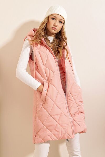 Bigdart 5140 Hooded Long Puffer Γιλέκο - Πούδρα