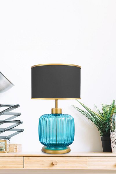 MINIMAL ETICARET VE BILGI TEKNOLOJILERI Intense Sapphire Blue Glass Lampshade