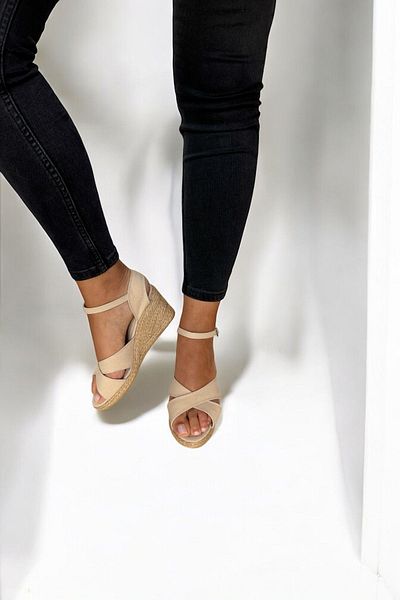 Y&D Shoes Wedge Heel Cross Linen Sandals Espardil