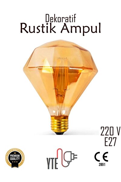 YTE Vintage Filament Rustik E27 220V 2200K Prizmatik Edison Ampul 4W FL95