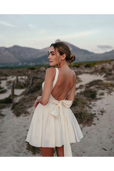 FASHION COCKTAIL Αμάνικο φόρεμα με φιόγκο για αποφοίτηση και γάμο