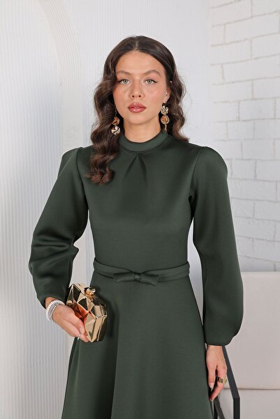 Melike Tatar Scuba Fabric Dress - Khaki 6-5698