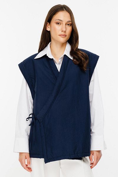 Hooopstore Navy Blue Puffer Vest - Wrap Tie