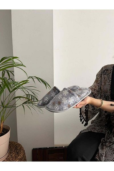Behtah Kundura Snowflake με μοτίβο - Γυναικείες παντόφλες εσωτερικού χώρου, φιλοξενία και προίκα, χειμερινό κλειστό μπροστινό μέρος