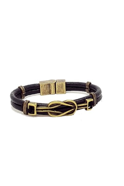 etniko Genuine Leather Camadan Knot Themed Handmade Men's Bracelet