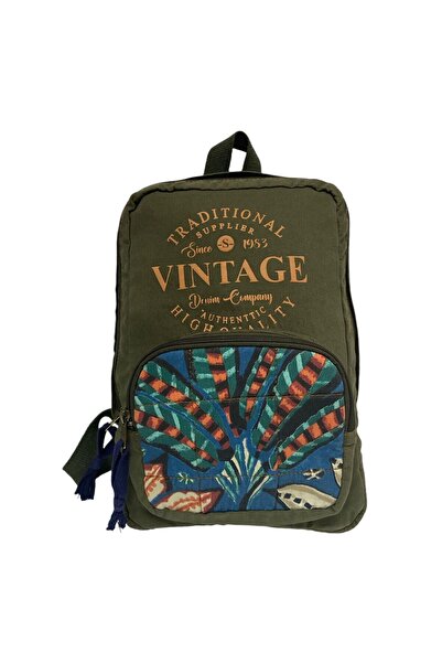 Old Cotton Kaliteli Mini Vintage Salaş Disayn Günlük Sırt Gezi Çantası 19 Cm X 34 Cm