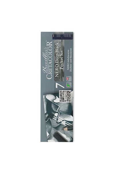 CretaColor Nero Drawing Set Oil Charcoal Drawing Set 7-Piece Metal Box 40008