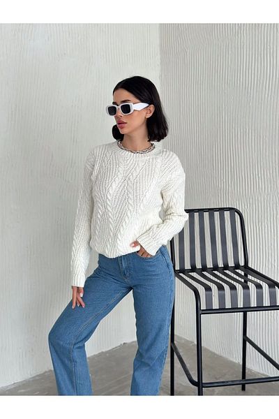Velista Crew Neck Knitted Patterned Sweater