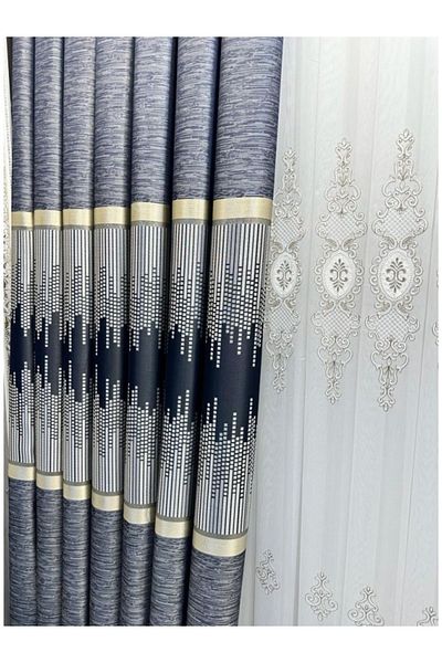 NİVEMESHOME Nivemeshome Amasra V-502 Blue 1/3 Close Pleated Curtain Apm - Background