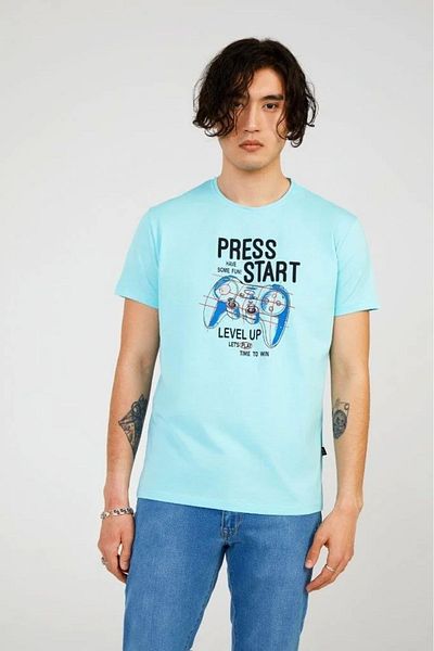 The Crow Crew Neck Printed Blue Men's T-shirt Tc7123