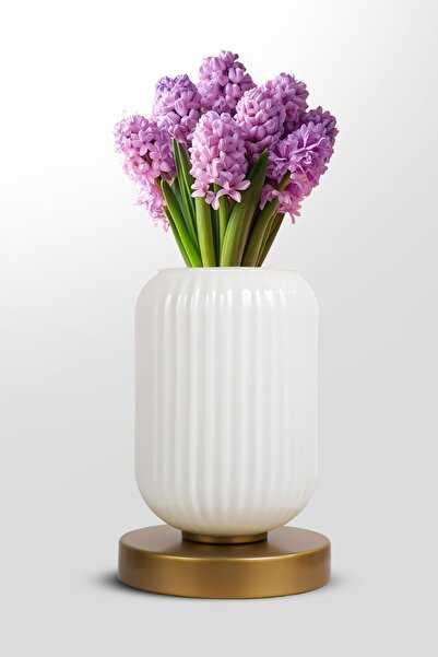 MINIMAL ETICARET VE BILGI TEKNOLOJILERI Floral Vase Lotus Gloss White Cam Yap...