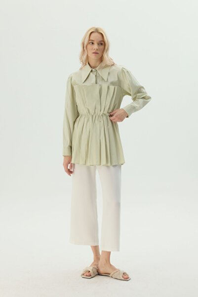 QALVE قميص نسائي مطوي من POPLIN