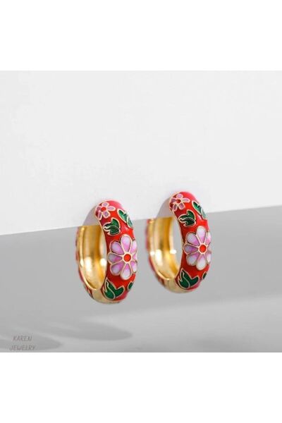 Karen Jewelry Çelik Trend Mineli Çiçekli Küpe