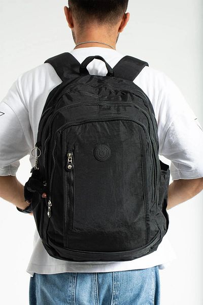 Alanç Gift Mega Size Μαύρο Unisex Αδιάβροχο Crinkle Ultra Light Multi-Eye Casual, Ταξίδι, Σχολικό Σακίδιο
