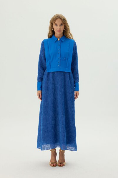 QALVE فستان ماريا - تفاصيل مخططة