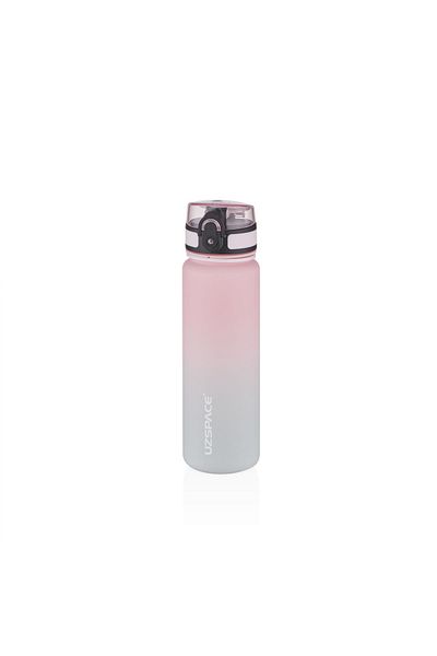 Uzspace 500ml Grey-Pink Motivational Water Bottle - Softtouch Ff Collection Tritan Water Bottle