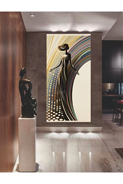 HDART Soyut Modern Renkli Çizgiler Kadın  Duvar Kanvas Tablo Tablosu