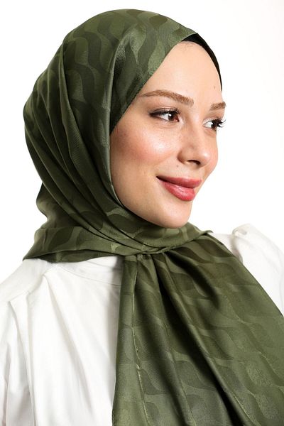 m moon scarf High Quality Waterway Pattern Silky Jacquard Shawl - Italian Stitching, Khaki