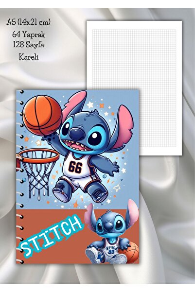daily notebook Stitch Kareli Okul Defteri,64 Yaprak,a5 (15X21 CM)