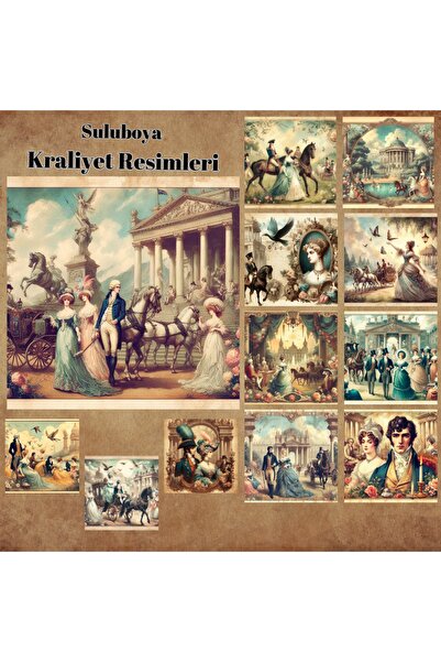 Pink Swan Craft Autocolante de album cu acuarelă ilustrată regală de epocă - ...