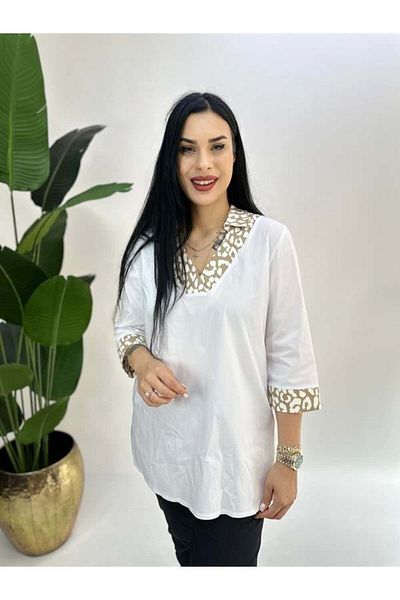 GÖKSEL Plus Size Checker Blouse - Detailed Design