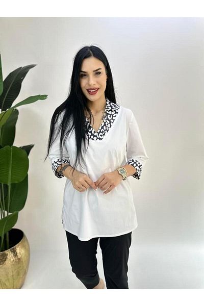 GÖKSEL Plus Size Checker Blouse - Detailed Design
