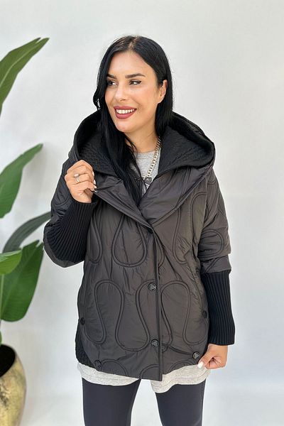 GÖKSEL Black Jump Knitwear Coat - Large Size
