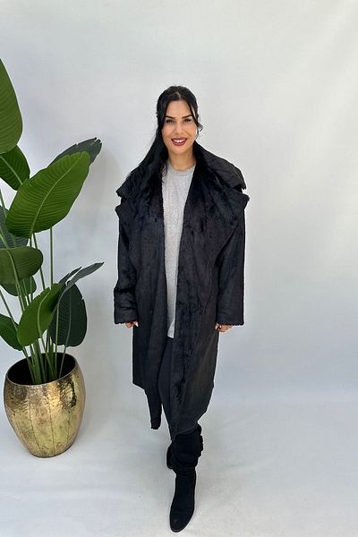 GÖKSEL Black Plush Fur Coat - -20 Model