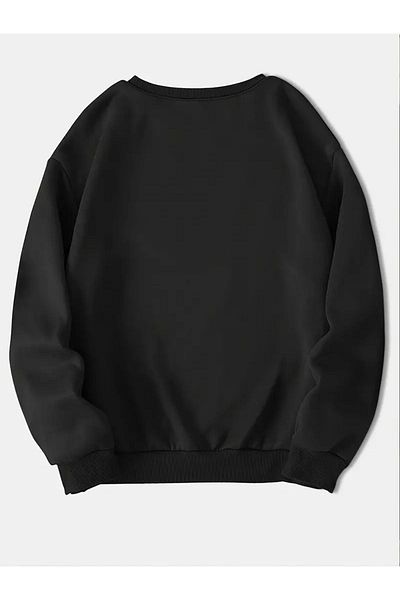 AEMİ Hanorac oversize negru cu imprimeu tigru - 3 fire, decolteu