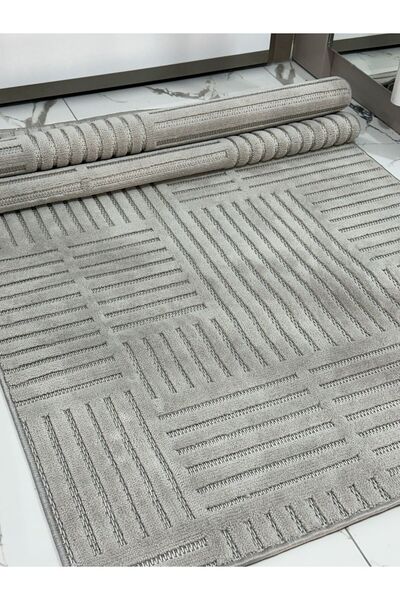 MBA VERONA 9203 Gri Yumuşak Dokulu Halı Kilim Salon Mutfak Koridor Kesme Yoll...