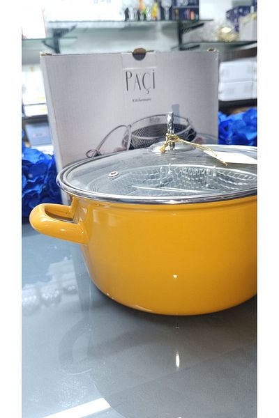 Paçi Enamel Frying Pot - with Glass Lid