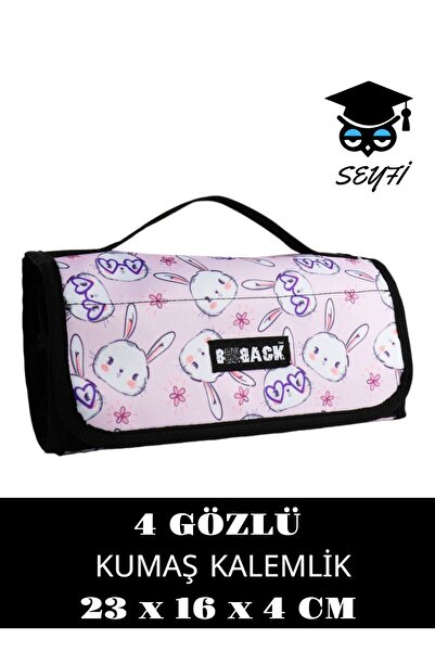 SEYFİKİRTASİYE Sanatsal 4 Gözlü Kalem Çantası Dörtgen Siyah 23 x 16 x 4 cm Şe...