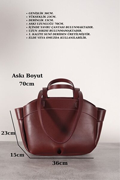 Çantacımstore Claret Red Leather Women's Tote Bag - 2109 Model