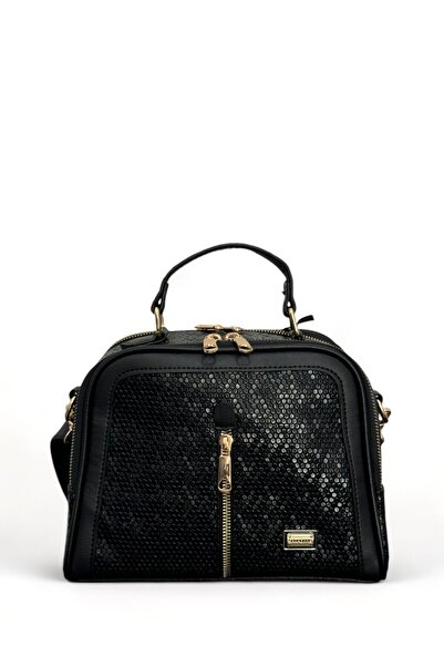 bag حقيبة يد وكتف بحزام متقاطع قابل للتعديل للنساء من Sanmorris باللون الأسود