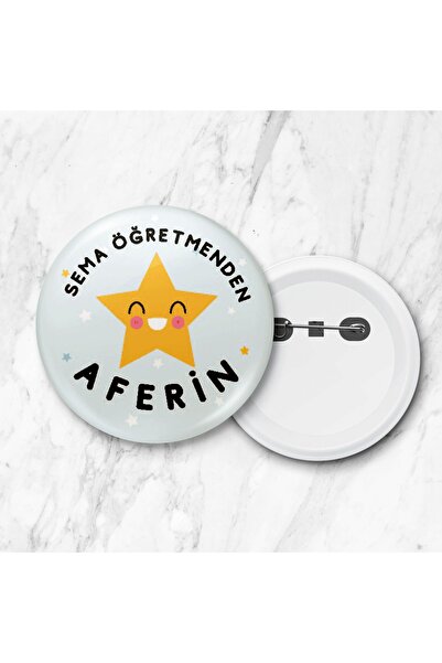 DeBu Tasarım Öğretmenden Aferin İğneli Yaka Rozeti 58 mm (10 Adet)