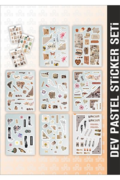 Sticker Adresim 9 Sayfa Vintage Set Sticker Seti Planner - bullet Journal Bil...