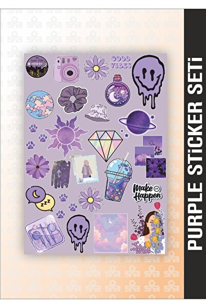 Sticker Adresim Purple Sticker Seti Planner - Ajanda -Bullet Journal Bilgisayar Telefon İçin Uygun