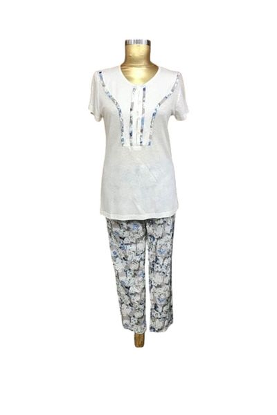 Tuba Short Sleeve Pajama Set-7240-ecru