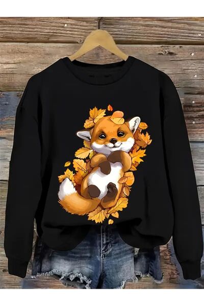 GALASHOP Fox Patterned Sweatshirt